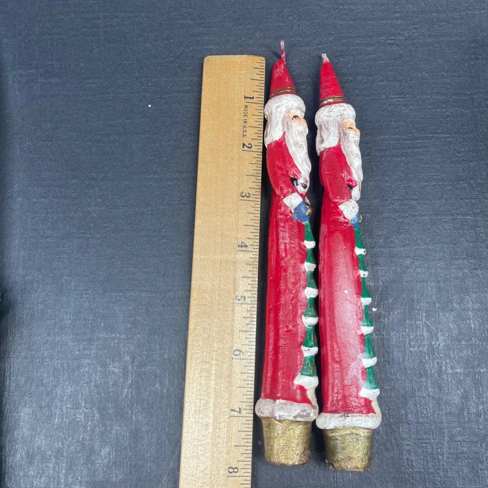 Vintage Christmas Taper Candles Gies Hand Decorated 11.5